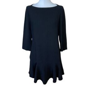 Kate Spade New York Crepe Flounce 3/4 Sleeve Dress Black Size 6